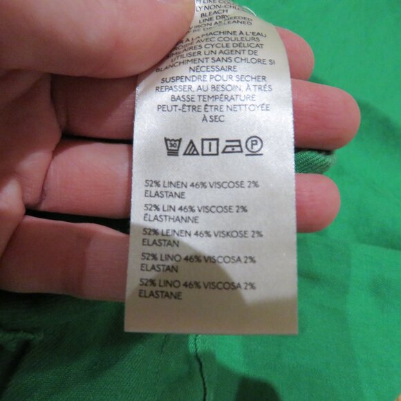 ANTHROPOLOGIE MAEVE The Colette Cropped Wide Leg Linen Pants in Bright Green 25 - Picture 15 of 15